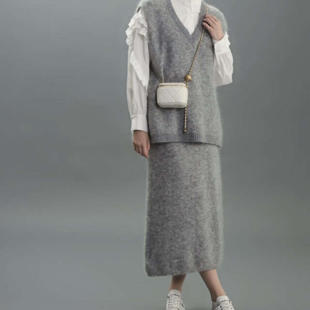 モヘア混ベストセットアップ